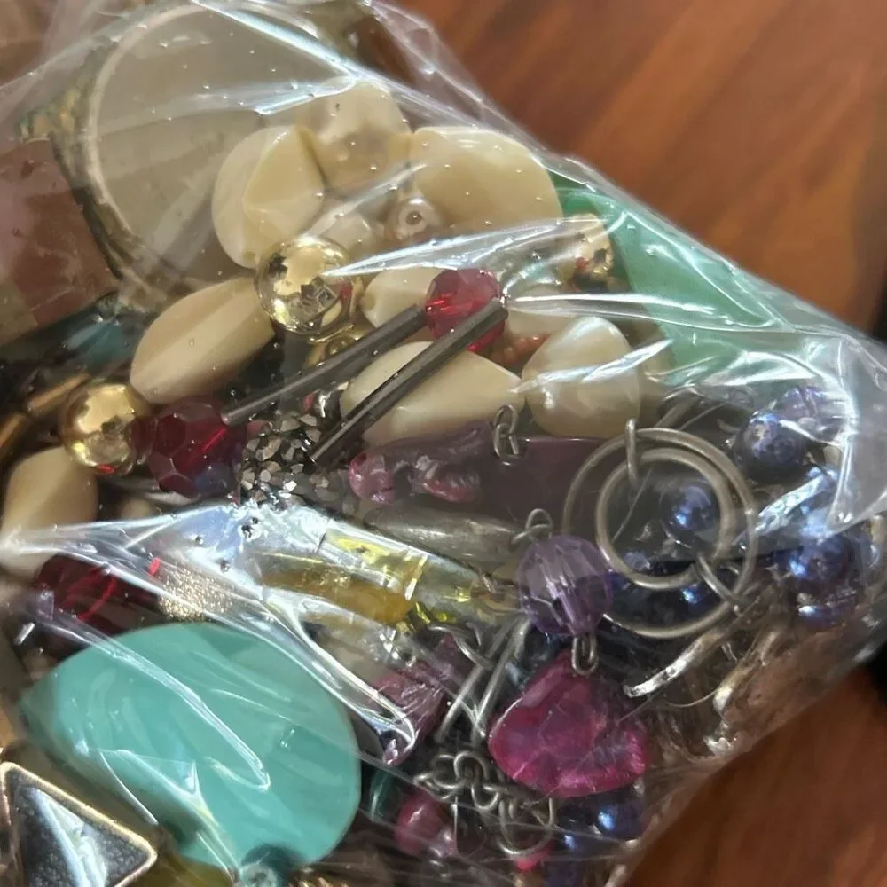 4lbs Bulk junk broken beaded for crafts arts repurposing  book jewelry bags bulk